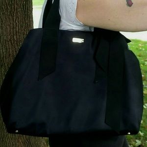 KATE SPADE NEW YORK BLACK SATIN BOW SHOPPER TOTE!